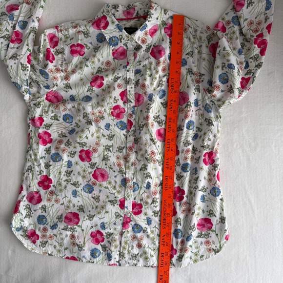 Talbots Women's Floral Button Down Shirt 14 Pink Blue Spring Layer 100% Cotton - Picture 7 of 7
